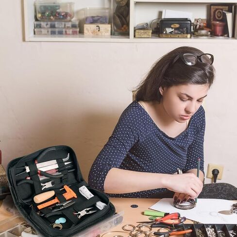 مجموعة أدوات صنع المجوهرات، لوازم أدوات إصلاح المجوهرات مع كماشة مجوهرات للبالغين، 15 نوعًا من نتائج المجوهرات، أسلاك المجوهرات للأقراط والخاتم وصياغة القلادة وإصلاح صناعة المجوهرات in Kuwait