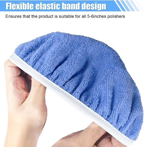 15PCS Car Polisher Pad Bonnets, 5 to 6 Inch Soft Polishing Bonnets Buffing Pads, Car Wax Cover Kit for Car Orbital Buffer Polisher, 10 Microfiber Bonnets + 5 Woollen Polishing Pad Covers (5-6 Inches) in Saudi Arabia
