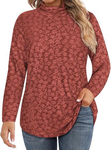 RITERA Plus Size Tops for Women Long Sleeve V/Mock Neck Shirts Casual Tunics Blouses Fall Winter XL-5XL in Kuwait