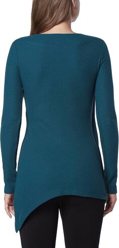 Andrew Marc Women's Long Sleeve Asymmetrical Thermal Tunic with Faux Leather Trim in Saudi Arabia