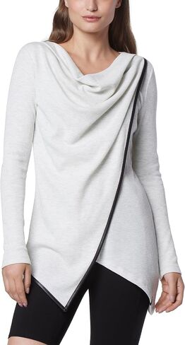 Andrew Marc Women's Long Sleeve Asymmetrical Thermal Tunic with Faux Leather Trim in Saudi Arabia