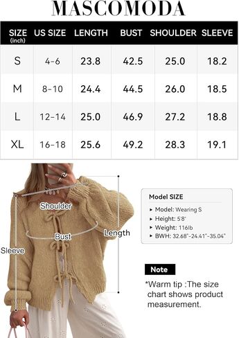 MASCOMODA 2024 Bow Tie Front Cardigan Sweaters for Women Fall Winter Oversized Long Sleeve Open Front Chunky Sweater Coats in Saudi Arabia