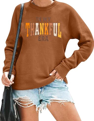 JINTING Thankful Sweatshirt for Women Thanksgiving Sweatshirts Funny Pumpkins Fall Long Sleeve Shirt Vintage Graphic Tee in Saudi Arabia