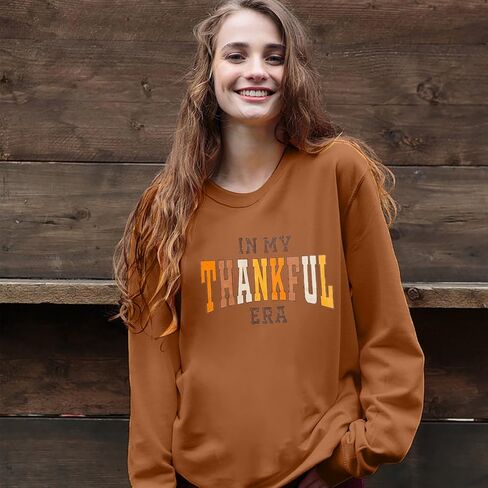 JINTING Thankful Sweatshirt for Women Thanksgiving Sweatshirts Funny Pumpkins Fall Long Sleeve Shirt Vintage Graphic Tee in Saudi Arabia