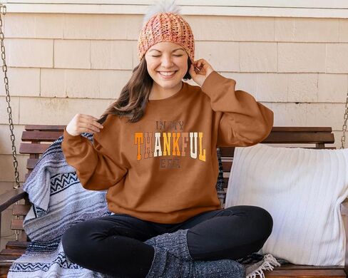 JINTING Thankful Sweatshirt for Women Thanksgiving Sweatshirts Funny Pumpkins Fall Long Sleeve Shirt Vintage Graphic Tee in Saudi Arabia