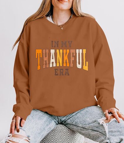JINTING Thankful Sweatshirt for Women Thanksgiving Sweatshirts Funny Pumpkins Fall Long Sleeve Shirt Vintage Graphic Tee in Saudi Arabia