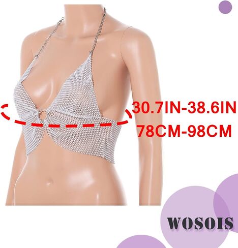 Crystal Crop Top Rhinestone Body Chain Sexy Backless Bra Carnival Party Nightclub Chest Accessories Jewelry for Women and Girls in Saudi Arabia