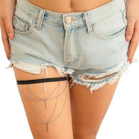 Simple Metal Star Leg Thigh Chain Jewelry Summer Beach Bikini Leg Chain Adjustable Elastic Thigh Body Chain Jewelry for Women Girl in Kuwait