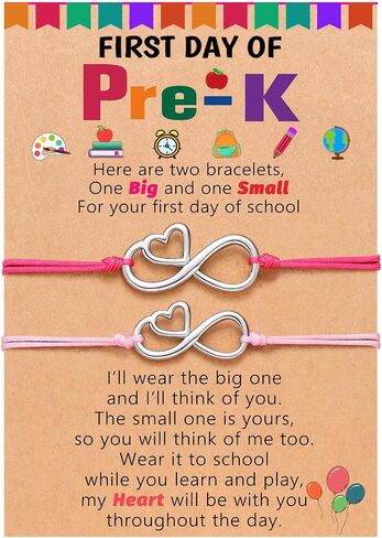 UPROMI First Day of Prek/Kindergarten/1st Grade/2nd Grade School Gift, Back to School Bracelet Mommy and Me Matching Infinity Heart Bracelets, Back to School Gifts for Girls in Saudi Arabia