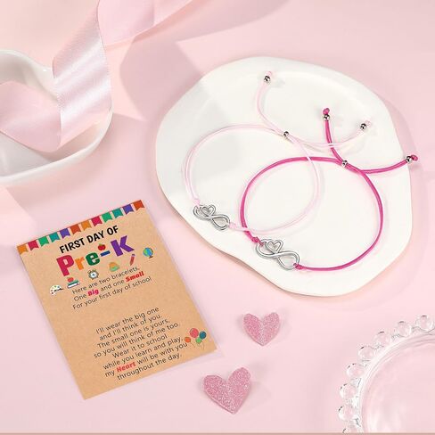 UPROMI First Day of Prek/Kindergarten/1st Grade/2nd Grade School Gift, Back to School Bracelet Mommy and Me Matching Infinity Heart Bracelets, Back to School Gifts for Girls in Saudi Arabia