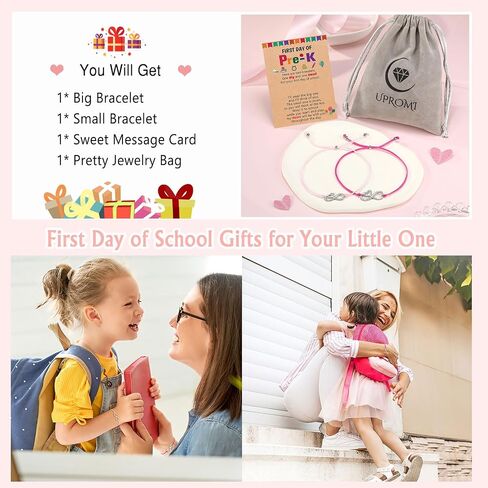 UPROMI First Day of Prek/Kindergarten/1st Grade/2nd Grade School Gift, Back to School Bracelet Mommy and Me Matching Infinity Heart Bracelets, Back to School Gifts for Girls in Saudi Arabia