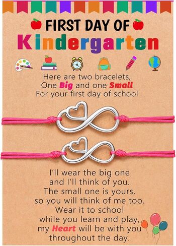 UPROMI First Day of Prek/Kindergarten/1st Grade/2nd Grade School Gift, Back to School Bracelet Mommy and Me Matching Infinity Heart Bracelets, Back to School Gifts for Girls in Saudi Arabia