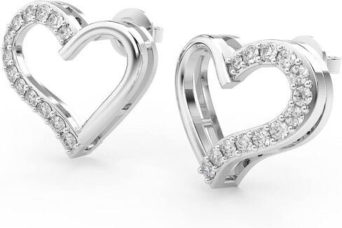 1/4 Carat Round Cut Diamond Heart Shape Push Back Stud Earring In Sterling Silver (Color J-K, Clarity I1-I2) | Stylish Fashion Jewellery for Women Teen Girls | Gift Box Included in Saudi Arabia