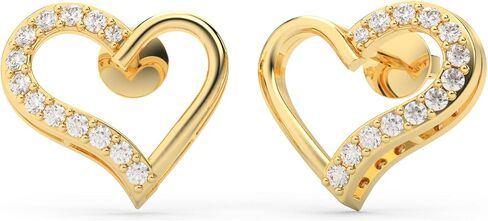 1/4 Carat Round Cut Diamond Heart Shape Push Back Stud Earring In Sterling Silver (Color J-K, Clarity I1-I2) | Stylish Fashion Jewellery for Women Teen Girls | Gift Box Included in Saudi Arabia
