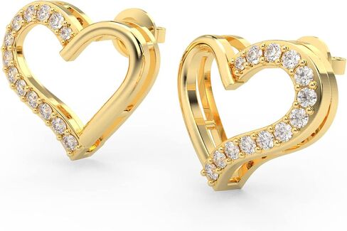 1/4 Carat Round Cut Diamond Heart Shape Push Back Stud Earring In Sterling Silver (Color J-K, Clarity I1-I2) | Stylish Fashion Jewellery for Women Teen Girls | Gift Box Included in Saudi Arabia