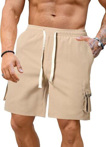 OYOANGLE Men's Flap Pocket Drawstring Waist Streetwear Cargo Shorts Casual Workout Gym Shorts in Saudi Arabia