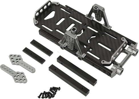 Metal Chassis Frame Kit Extended Rails with Shock Towers Battery Mount Bumper Mount Chassis Brace 4x4 Upgrade to SCX10 6x6 for 1/10 RC Crawler Axial SCX10 Modified Part (Black) in Saudi Arabia