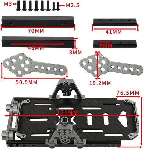 Metal Chassis Frame Kit Extended Rails with Shock Towers Battery Mount Bumper Mount Chassis Brace 4x4 Upgrade to SCX10 6x6 for 1/10 RC Crawler Axial SCX10 Modified Part (Black) in Saudi Arabia