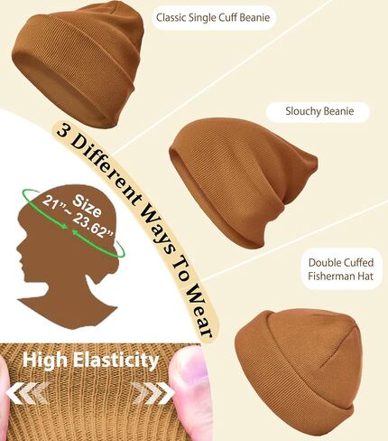 ROYBENS Cotton Beanie Hat for Women Men, Double Warm Knit Winter Hats, Fisherman Slouchy Ski Cuffed Beanies Skull Cap in Kuwait