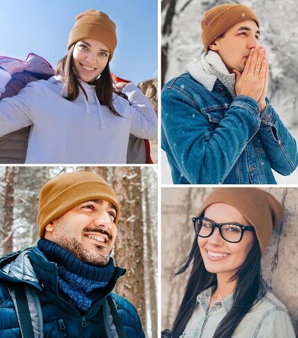 ROYBENS Cotton Beanie Hat for Women Men, Double Warm Knit Winter Hats, Fisherman Slouchy Ski Cuffed Beanies Skull Cap in Kuwait