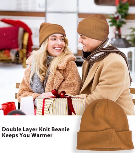 ROYBENS Cotton Beanie Hat for Women Men, Double Warm Knit Winter Hats, Fisherman Slouchy Ski Cuffed Beanies Skull Cap in Kuwait
