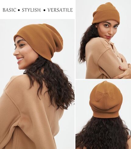 ROYBENS Cotton Beanie Hat for Women Men, Double Warm Knit Winter Hats, Fisherman Slouchy Ski Cuffed Beanies Skull Cap in Kuwait