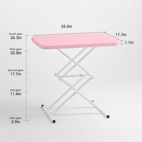 Omhuzsyo Height Adjustable Standing Desk Converter,Foldable Laptop Desk, ergonomically Designed Sitting Desk, Lifting Computer Workbench, Suitable for Living Room, Bedroom, Bed, Outdoor (Pink) in Kuwait