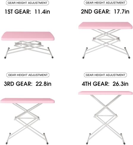 Omhuzsyo Height Adjustable Standing Desk Converter,Foldable Laptop Desk, ergonomically Designed Sitting Desk, Lifting Computer Workbench, Suitable for Living Room, Bedroom, Bed, Outdoor (Pink) in Kuwait