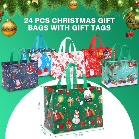 24 Gift Bags Luxury Mix Color Set – Elegant Multipack of 8 Rose Gold, 8 Silver, 8 Gold, Medium Size Reusable Bags for Parties, Weddings, Birthdays , gift bags , gift bags with handles , shopping bags , birthday gift bag , Size 32 x 28 x 12 cm in Saudi Arabia