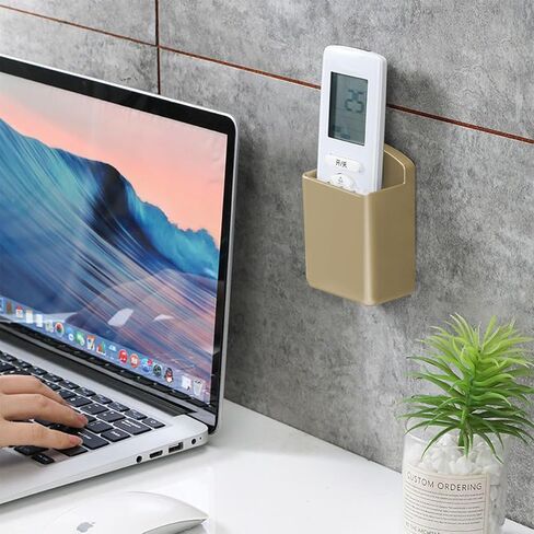 6 Pack Remote Control Holder Wall Mount Media Controller Organizer Self Adhesive TV Remote Storage Box Wall Pen Holder for Bedroom Headboard Home Office School (Gold) in Kuwait