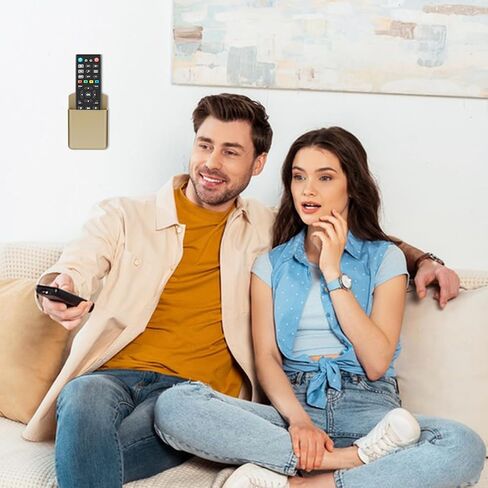 6 Pack Remote Control Holder Wall Mount Media Controller Organizer Self Adhesive TV Remote Storage Box Wall Pen Holder for Bedroom Headboard Home Office School (Gold) in Kuwait