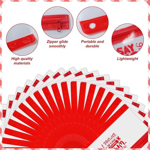 24 Pcs Live Drug Free 3 Ring Pencil Pouch Red Ribbon Week Pencil Pouch for 3 Ring Binder Red Pencil Cases with Zipper for Red Ribbon Awareness Office School Supplies, 9.3 x 6.3 in in Saudi Arabia