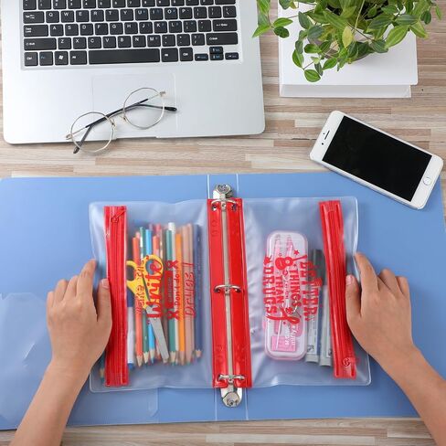 24 Pcs Live Drug Free 3 Ring Pencil Pouch Red Ribbon Week Pencil Pouch for 3 Ring Binder Red Pencil Cases with Zipper for Red Ribbon Awareness Office School Supplies, 9.3 x 6.3 in in Saudi Arabia