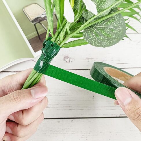 2 Roll Green Floral Tape, 1/2inch Wide Florist Tape Waterproof, Flower Wrap Tape Adhesive for Fresh Flowers Artificial Flowers Arrangements Crafts, Wedding Bouquet Florist Supplies in Saudi Arabia