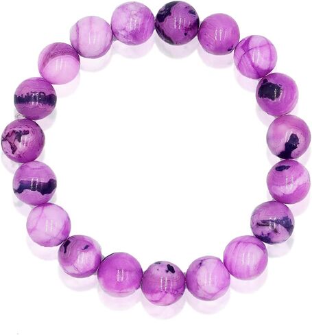 STONIQUE Natural Gemstone 10mm Round Beads Elastic Stretchy Bracelet 7.5" for Men Women in Saudi Arabia