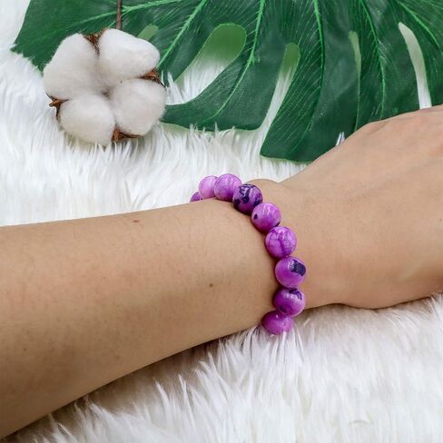 STONIQUE Natural Gemstone 10mm Round Beads Elastic Stretchy Bracelet 7.5" for Men Women in Saudi Arabia