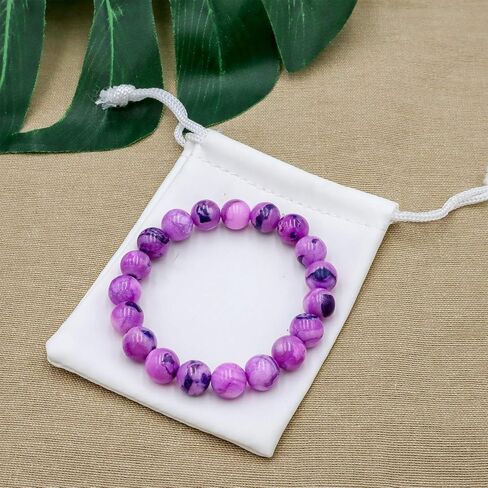 STONIQUE Natural Gemstone 10mm Round Beads Elastic Stretchy Bracelet 7.5" for Men Women in Saudi Arabia