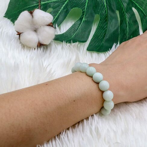STONIQUE Natural Gemstone 10mm Round Beads Elastic Stretchy Bracelet 7.5" for Men Women in Saudi Arabia