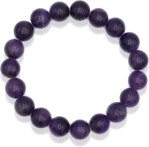 STONIQUE Natural Gemstone 10mm Round Beads Elastic Stretchy Bracelet 7.5" for Men Women in Saudi Arabia
