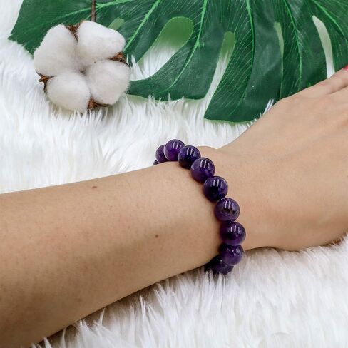 STONIQUE Natural Gemstone 10mm Round Beads Elastic Stretchy Bracelet 7.5" for Men Women in Saudi Arabia