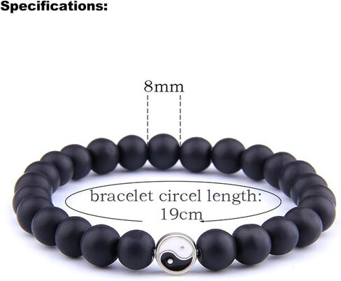 Handmade Fashion Men Women Taiji Yin Yang Feng Shui Charm Bracelet Beaded Couple Bracelets Jewelry Gifts in Kuwait