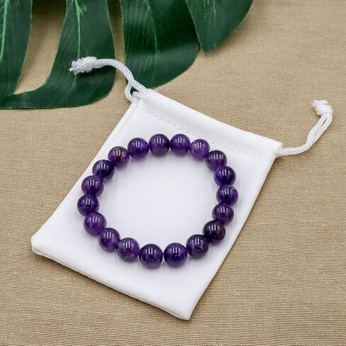 STONIQUE Natural Gemstone 10mm Round Beads Elastic Stretchy Bracelet 7.5" for Men Women in Saudi Arabia