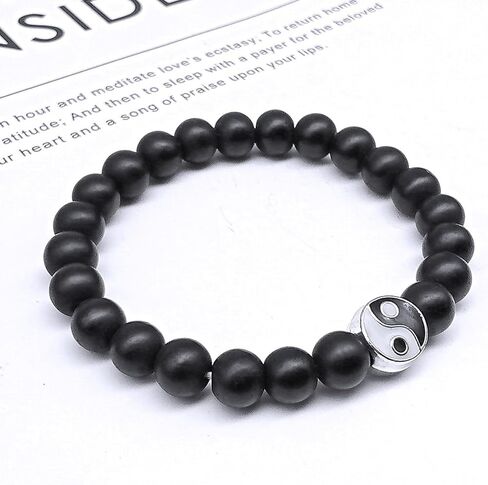 Handmade Fashion Men Women Taiji Yin Yang Feng Shui Charm Bracelet Beaded Couple Bracelets Jewelry Gifts in Kuwait