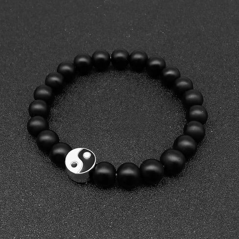 Handmade Fashion Men Women Taiji Yin Yang Feng Shui Charm Bracelet Beaded Couple Bracelets Jewelry Gifts in Kuwait