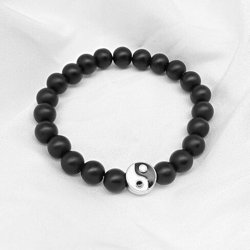 Handmade Fashion Men Women Taiji Yin Yang Feng Shui Charm Bracelet Beaded Couple Bracelets Jewelry Gifts in Kuwait