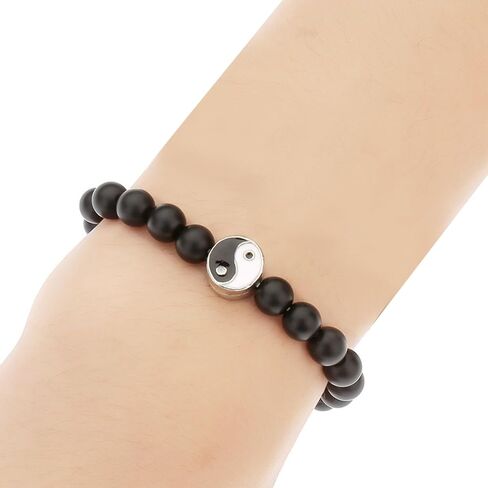 Handmade Fashion Men Women Taiji Yin Yang Feng Shui Charm Bracelet Beaded Couple Bracelets Jewelry Gifts in Kuwait