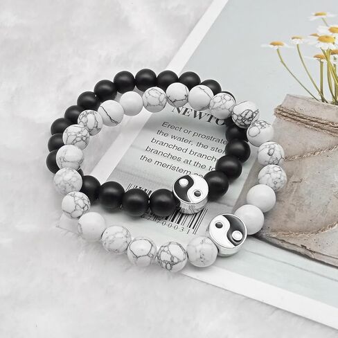 Handmade Fashion Men Women Taiji Yin Yang Feng Shui Charm Bracelet Beaded Couple Bracelets Jewelry Gifts in Kuwait