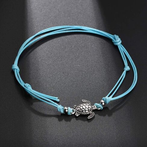 4pcs Blue Starfish Turtle Anklets Multilayer Boho Sea Handmade Anklet for Women Girls Foot Jewelry Set in Saudi Arabia