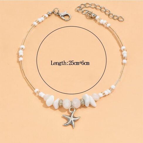 Shell Anklet for Women Waterproof Beaded Ankle Bracelets Adjustable Conch Anklet Puka Shell Anklet Summer Beach Foot Chain Boho Jewerly for Beach Party in Saudi Arabia