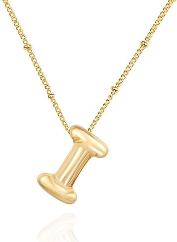 Bubble Letter Necklace for Women, Dainty Balloon Initial Necklaces 18 K Gold Plated Chain Alphabet Pendant for Wife Valentine Day Christmas Fashion Jewelry Gifts in Kuwait